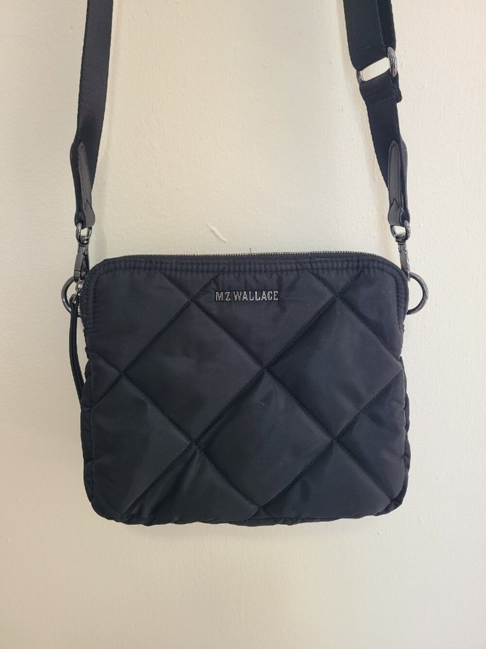 MZ WALLACE Madison Quilted Nylon Crossbody Bag Black